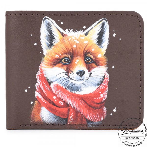 Кожаный бумажник "Рокки" "Лисенок" (коричневый). фото 1