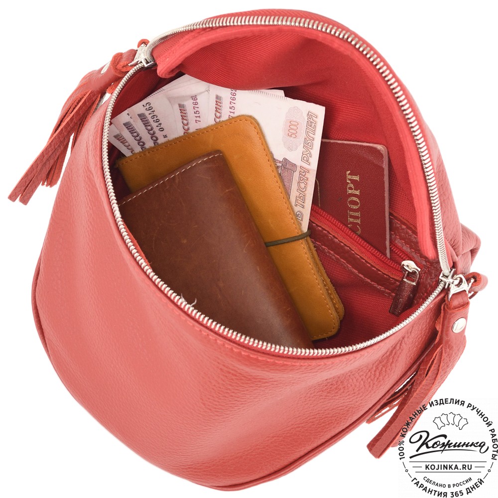 Женская кожаная сумка "Либерти" (красная)