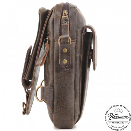 Кожаная нагрудная сумка "Стивен" (коричневая наппа)