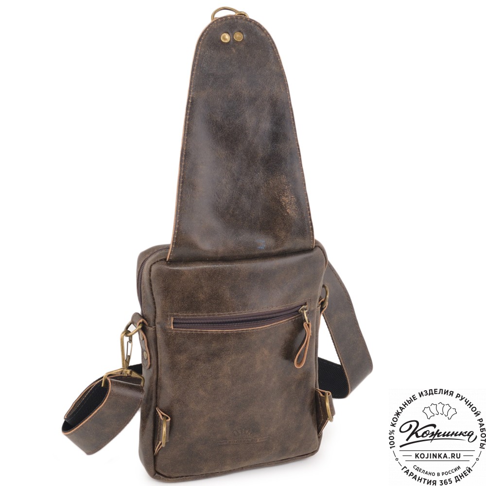 Кожаная нагрудная сумка "Стивен" (коричневая наппа)