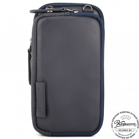 Кожаный клатч "Денвер" (синий)