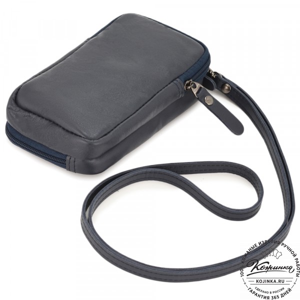 Кожаный клатч "Денвер" (синий). фото 1