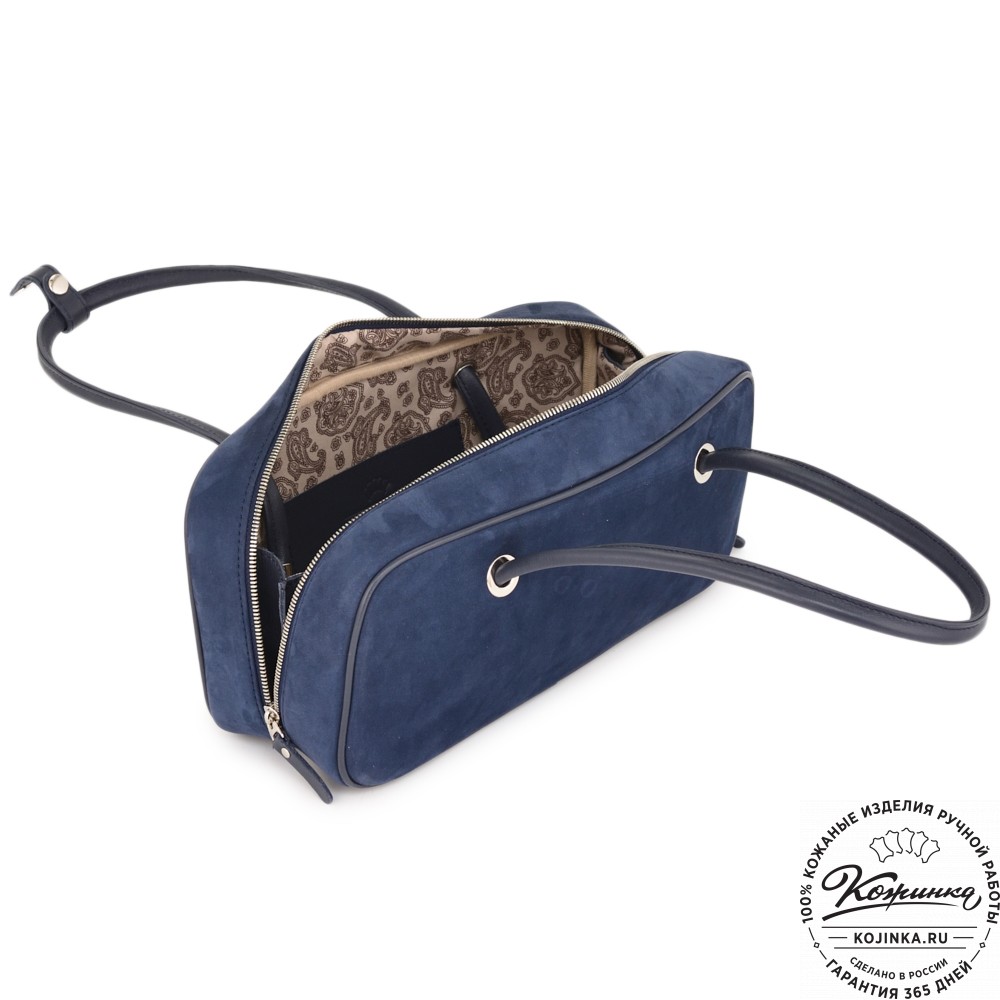Женская кожаная сумка "Тамань" велюр (синий)