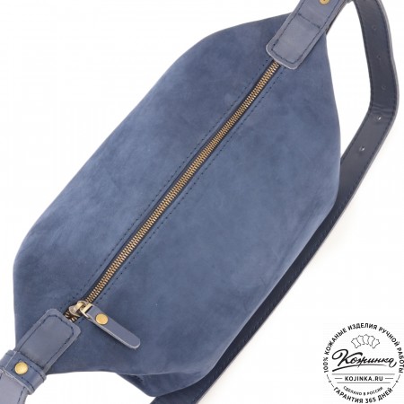 Женская кожаная сумка "Тойс" велюр (синий)
