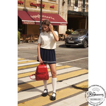 Кожаный рюкзак "Дафна" (красный)