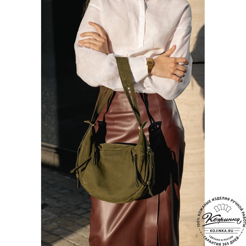 Женская кожаная сумка "Техас" (хаки нубук)