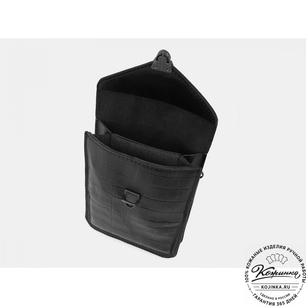 Кожаный клатч "Филадельфия макси" (чёрный кроко)