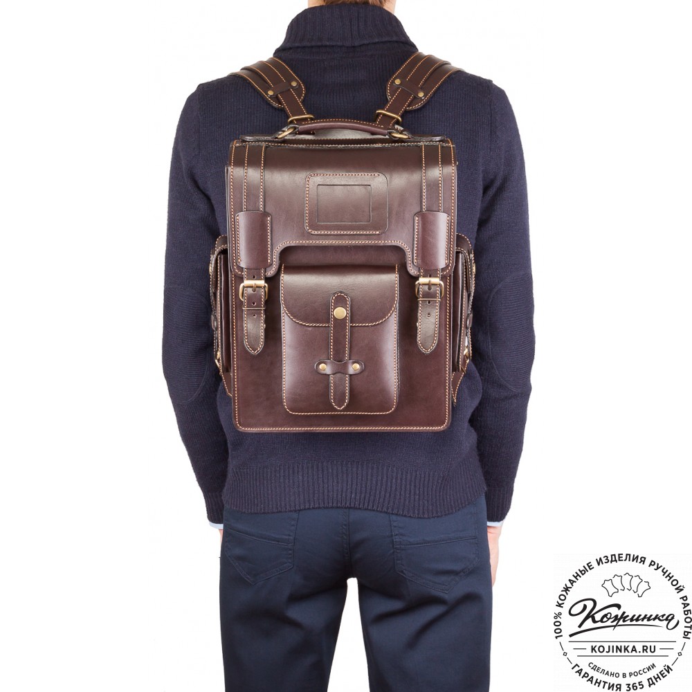 Кожаный ранец-портфель "Джонн" (темно-коричневый)