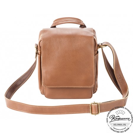 Кожаная сумка через плечо "Шерлок" (светло-коричневая)