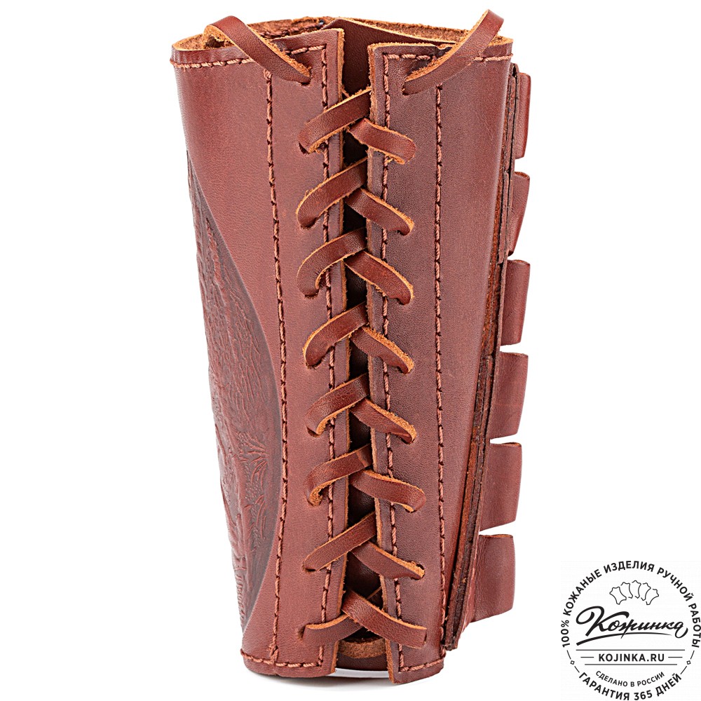 Кожаный патронташ на приклад однорядный - калибр 12,16, 20 (коньяк)