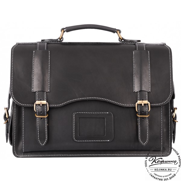 Кожаный портфель-кофр "Адъютант" (чёрный). фото 1