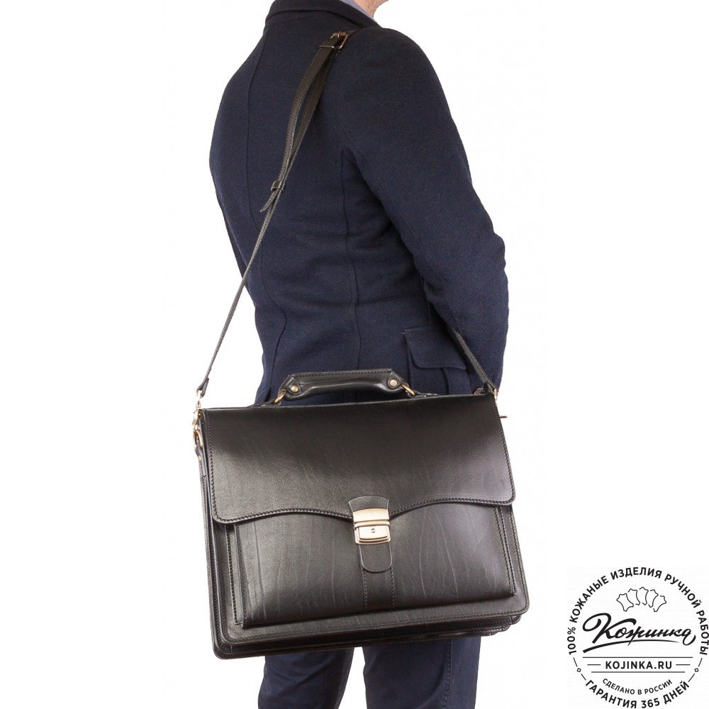 Кожаный портфель "Карьерист"  (чёрный)