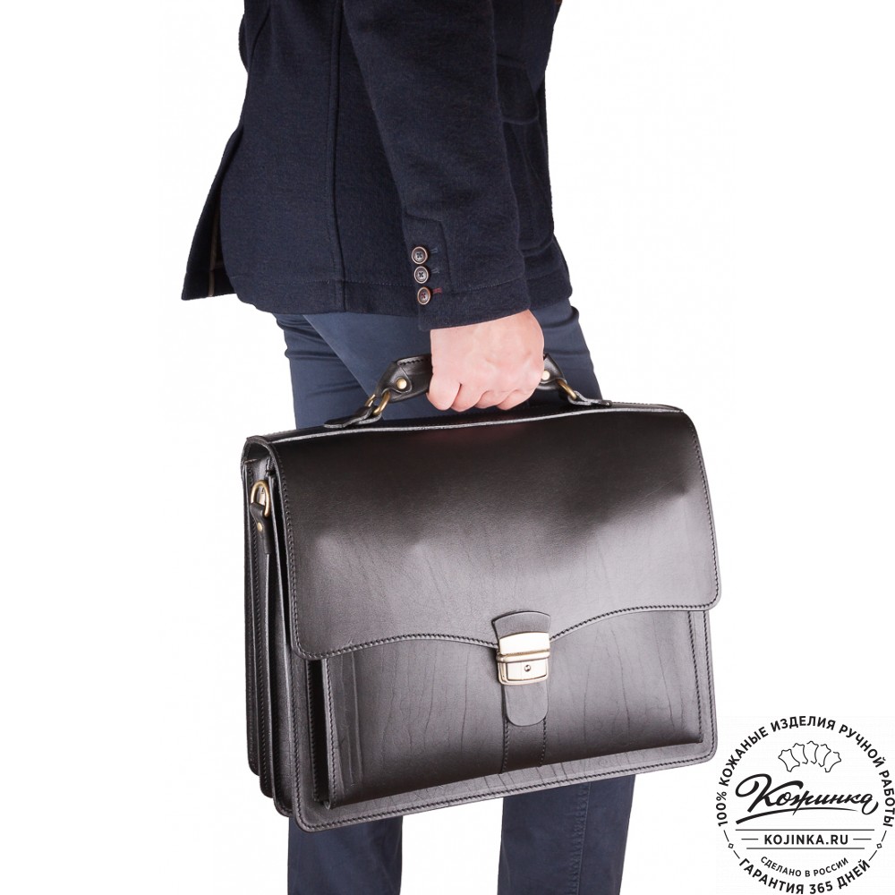 Кожаный портфель "Карьерист"  (чёрный)