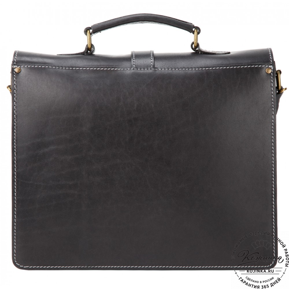 Мужской кожаный портфель "Премьер" (чёрный)