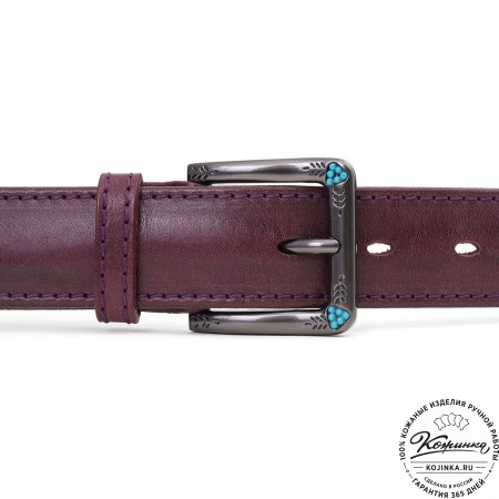 Кожаный ремень "Ирис" (фиолетовый)