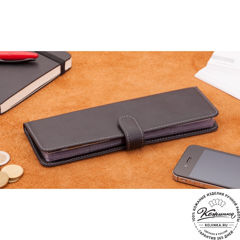 Кожаная визитница Токио (черная)