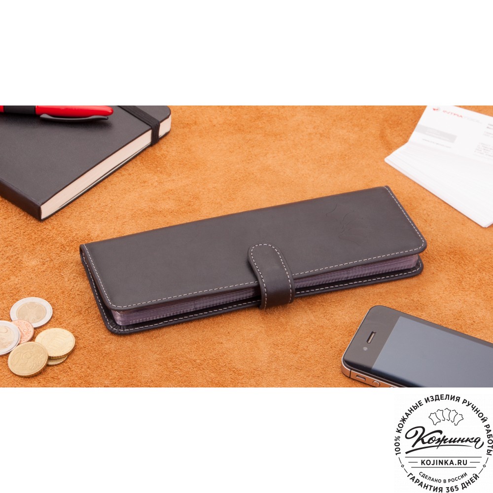 Кожаная визитница Токио (черная)