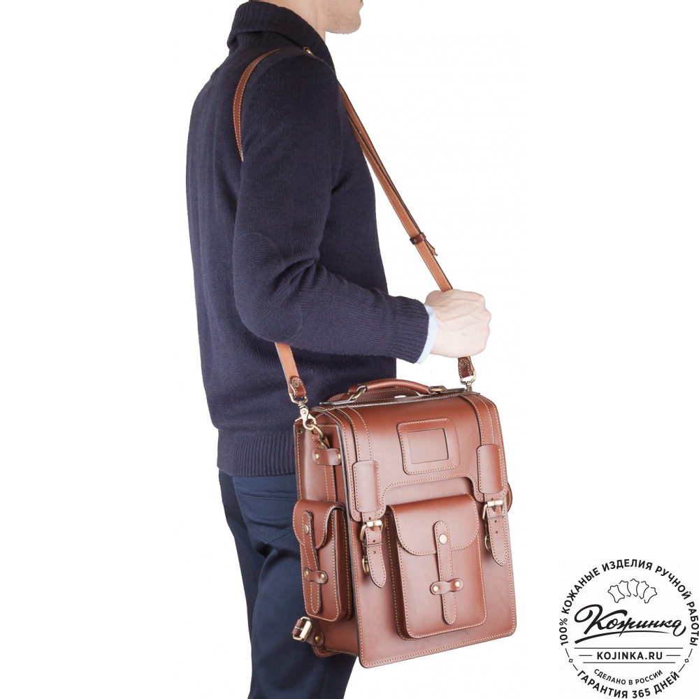 Кожаный ранец-портфель "Джон" (коричневый)