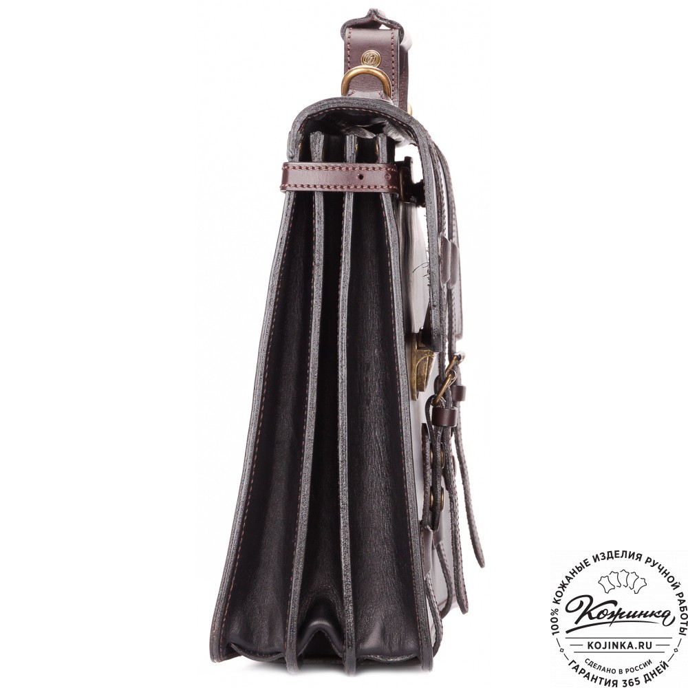 Мужской кожаный портфель "Литтлетон" (чёрный с коричневым)