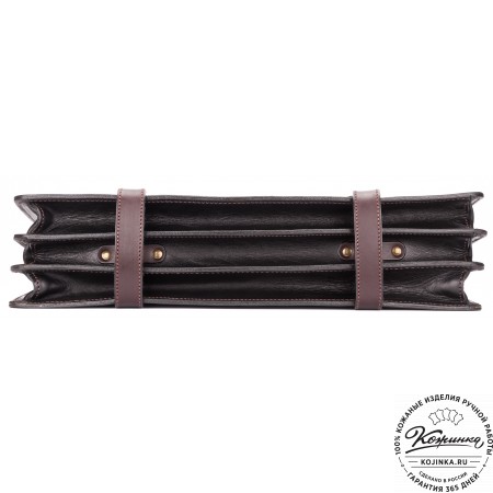 Мужской кожаный портфель "Литтлетон" (чёрный с коричневым)