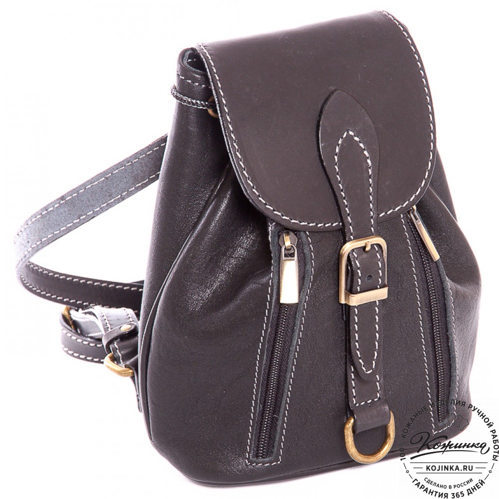 Женский кожаный рюкзак "Колибри" (черный)