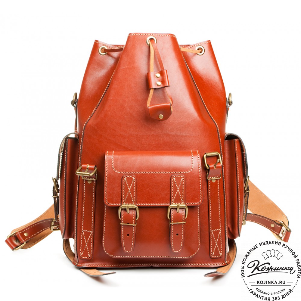 Кожаный рюкзак "Кэмэл" (тёмно рыжий)