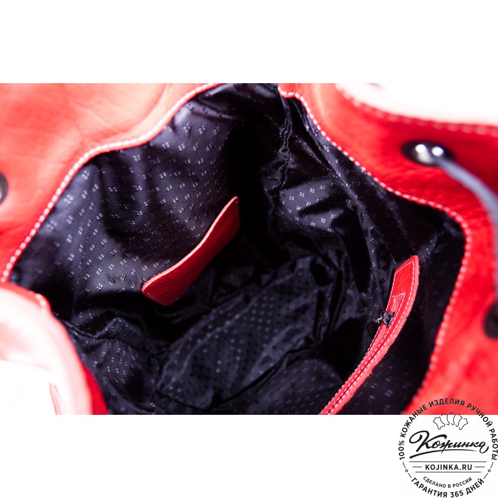 Женский кожаный рюкзак "Скиппи" (красный)