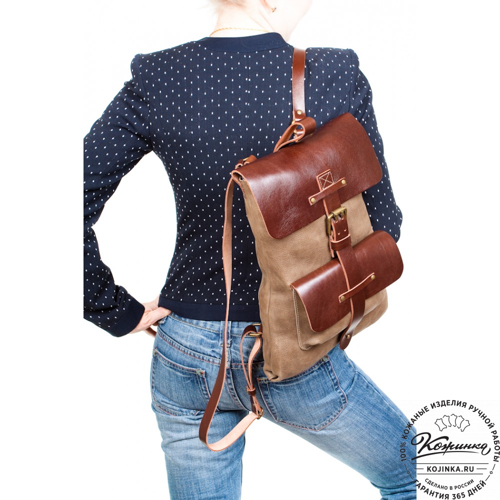 Кожаный рюкзак "Gray" (cиний)