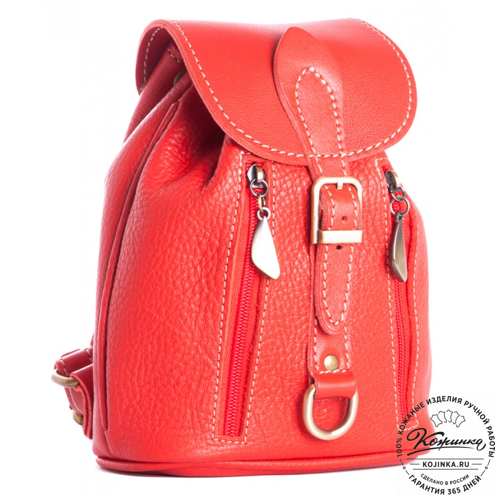 Женский кожаный рюкзак "Колибри" (красный)