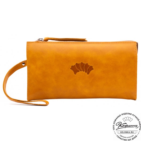 Кожаный клатч  Москва (желтый). фото 1