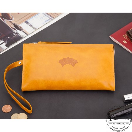 Кожаный клатч  Москва (желтый)