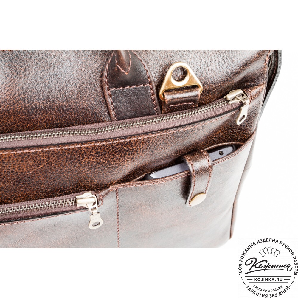 Кожаная деловая сумка "Гранд" (коричневый эксклюзив)