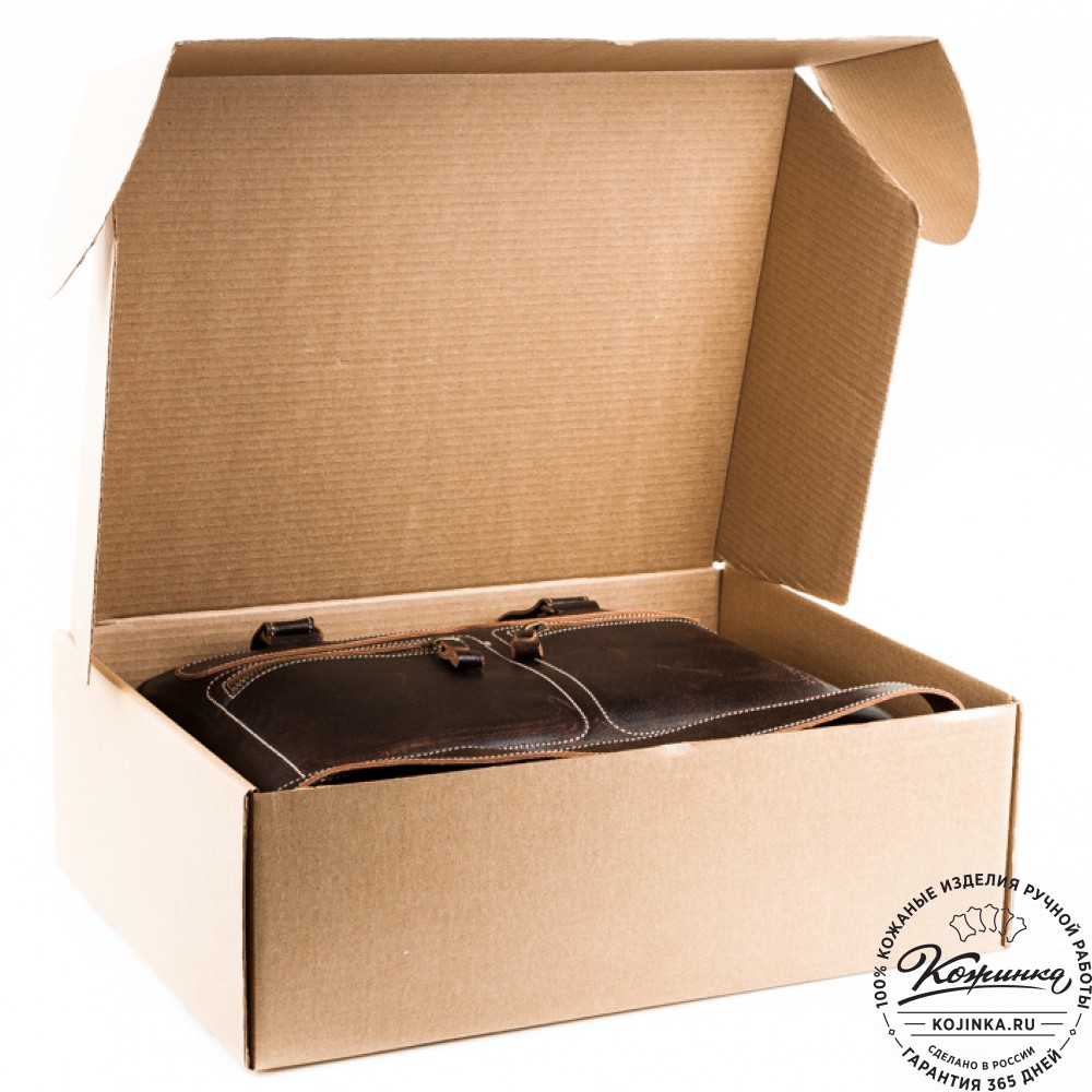 Кожаная мужская сумка-рюкзак "Генри" (чёрная)