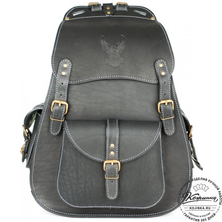 Мужской кожаный рюкзак "Байкер" (чёрный)