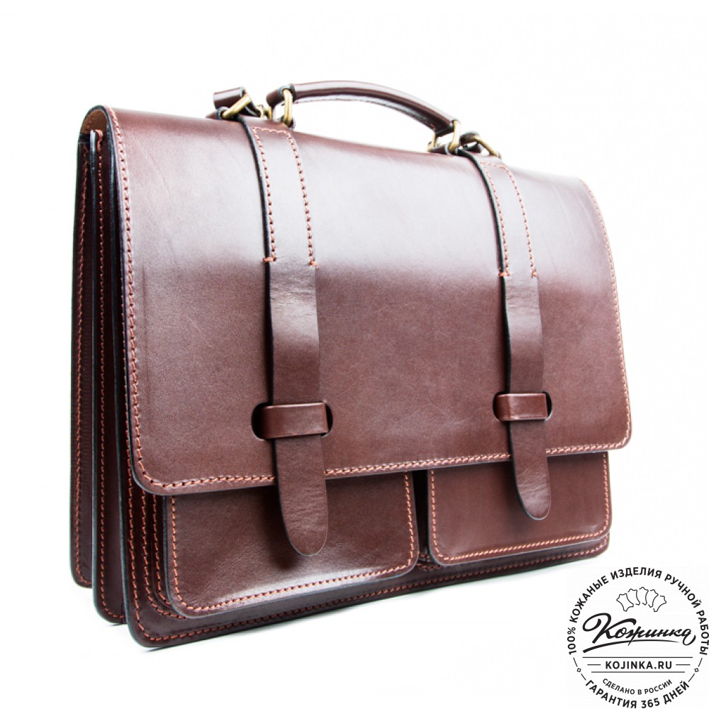 Деловой кожаный портфель "Сингл-Нью" (коричневый)