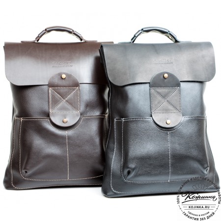 Кожаный рюкзак "Спэйс" (черный)