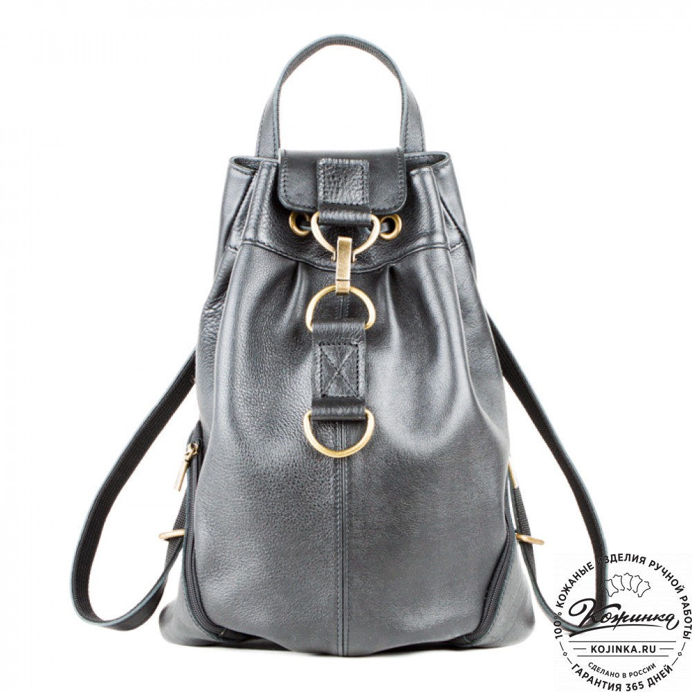 Женский кожаный рюкзак "Скиппи" (чёрный)