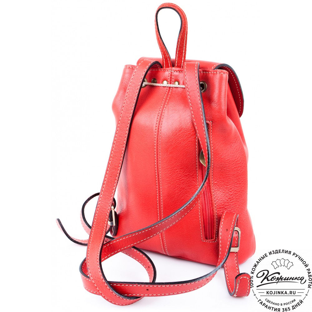 Женский кожаный рюкзак "Жоли" (красный)
