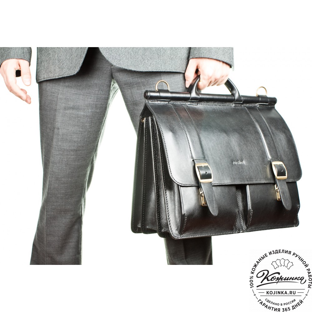 Кожаный портфель "Префект" (чёрный)