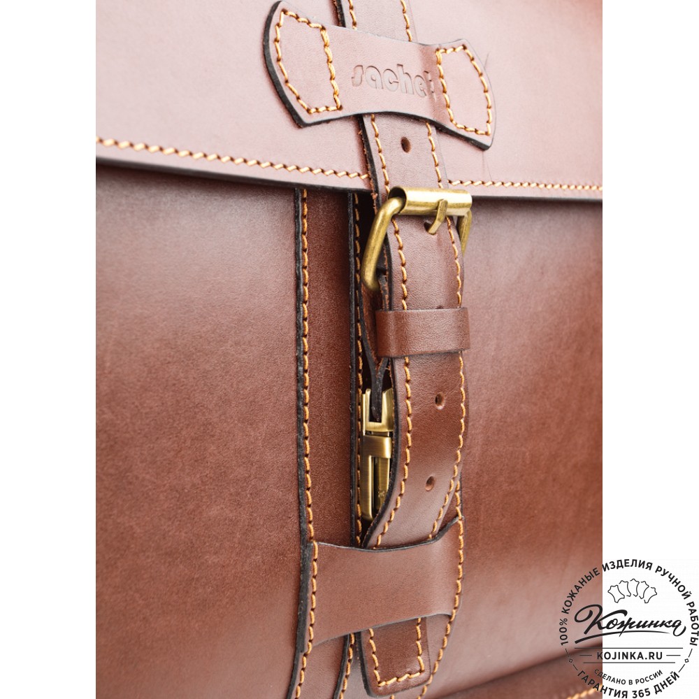 Мужской кожаный портфель "Премьер" (коричневый)