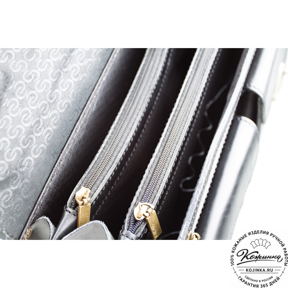 Мужской кожаный портфель "Престиж" (чёрный)