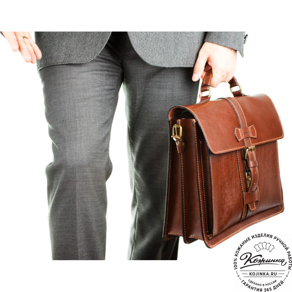 Мужской кожаный портфель "Премьер" (чёрный)