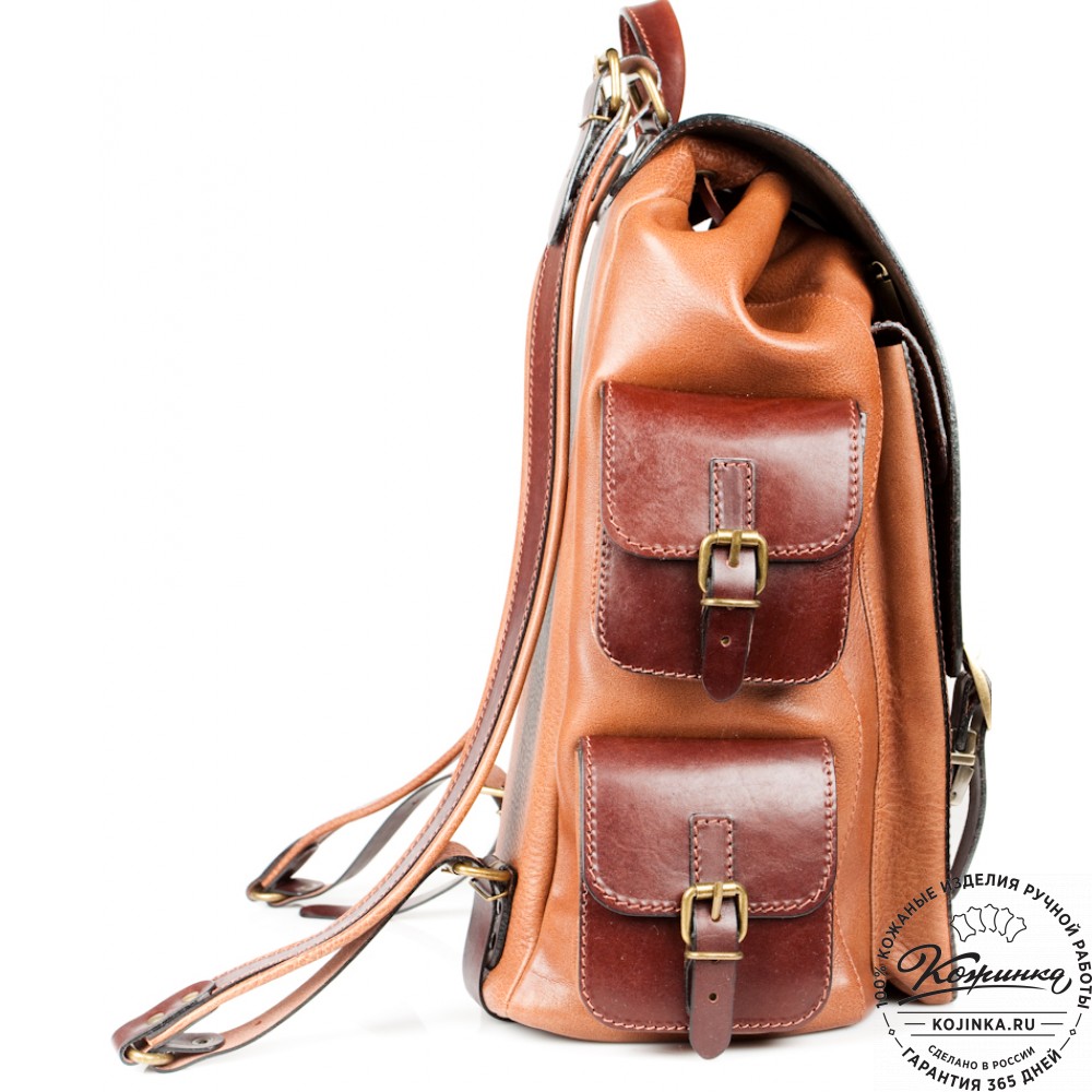 Мужской кожаный рюкзак "Следопыт" (коричневый)