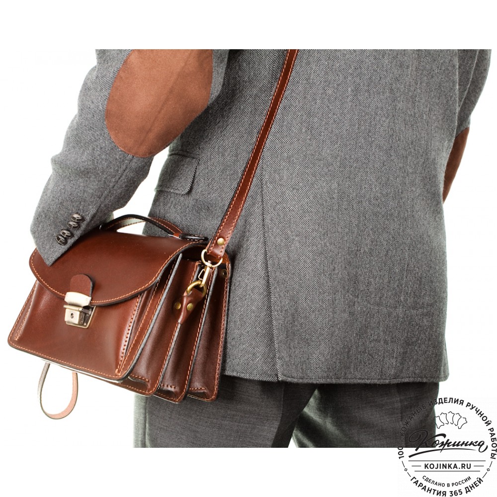 Кожаная барсетка "БС-Б1" (черная)