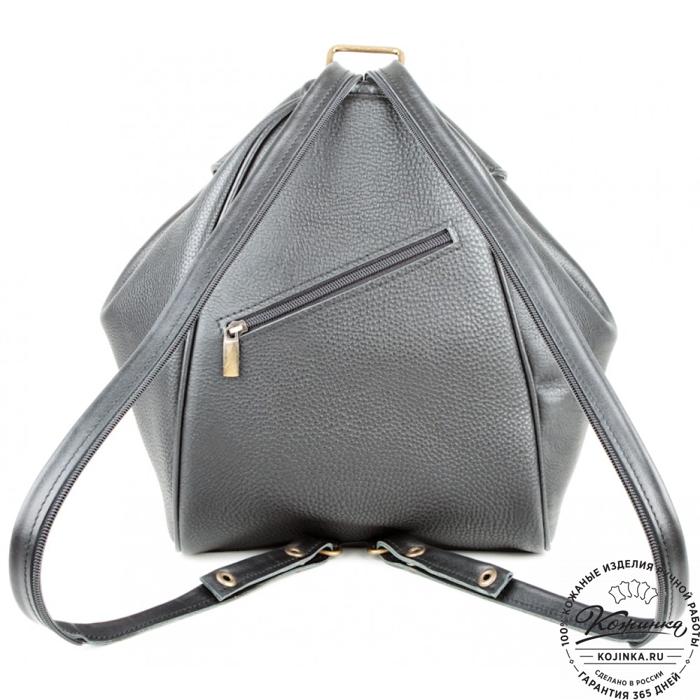 Кожаный рюкзак-сумка "Микки" (черный)