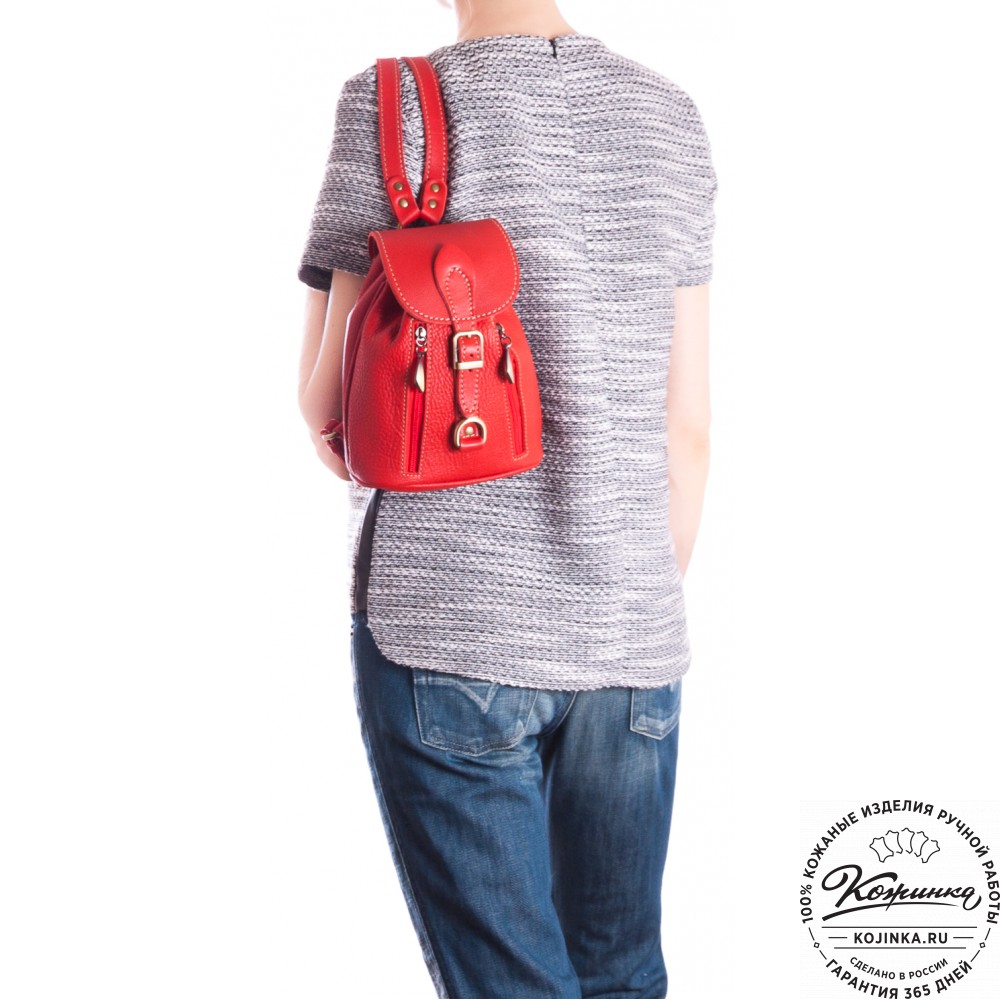 Женский кожаный рюкзак "Колибри" (красный)