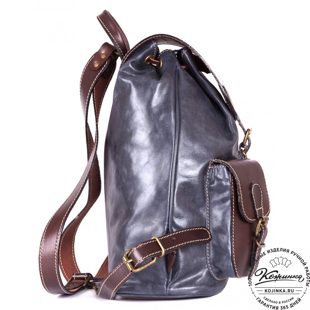 Кожаный рюкзак "Классик 2" (синий)